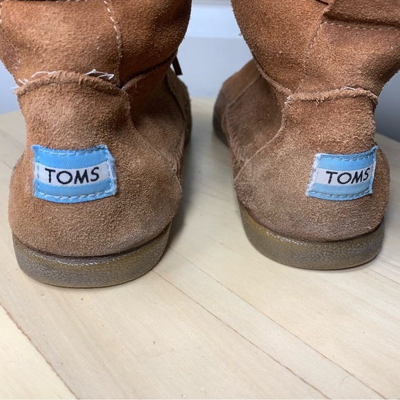 Toms Suede Leather Fleeced Moccasin Boots Rusty Brown Sz 8 Fleece Lining Native - Picture 11 of 16